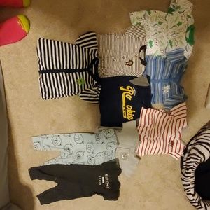 9 baby boys sleep n play sleepers. Size 3 months